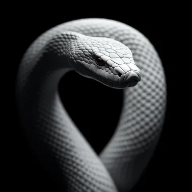 Whitesnake. Minimalist. Ultra realistic. Black Background. 4K.