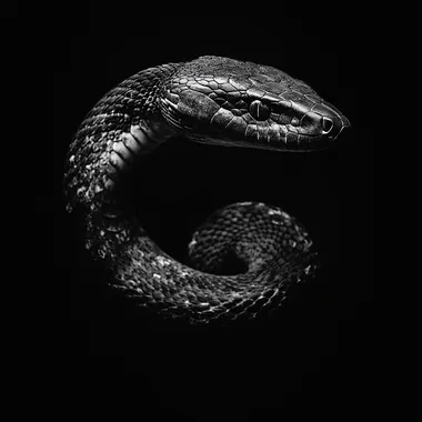 Whitesnake. Minimalist. Ultra realistic. Black Background. 4K.