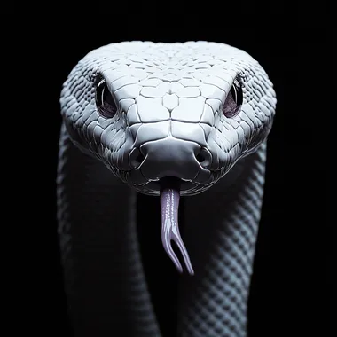 Whitesnake. Minimalist. Ultra realistic. Black Background. 4K.