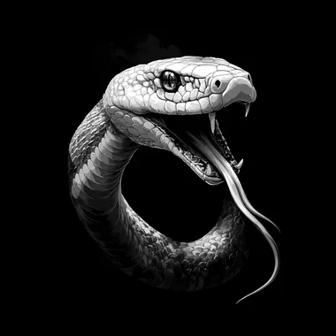 Whitesnake. Minimalist. Ultra realistic. Black Background. 4K.