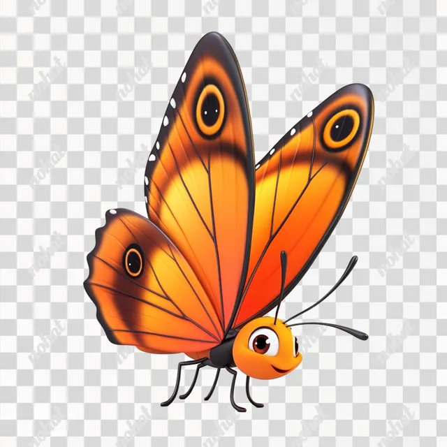 PNG Butterfly with Two Eyes, 3D Disney Cartoon in Natural Habitat Animation