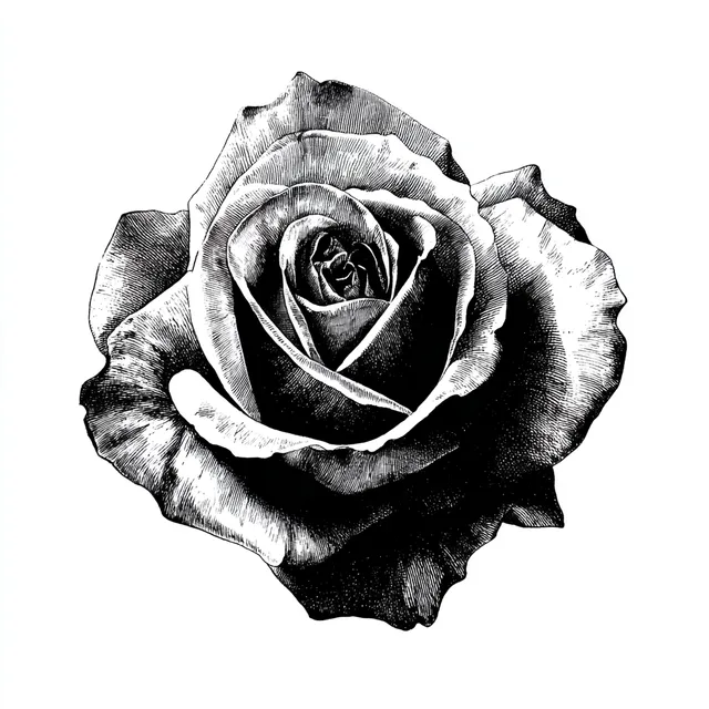 Artistic Black and White Rose Illustration