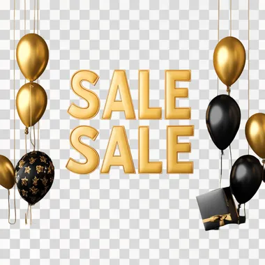 Black Friday sale banner, golden "SALE" sign centerpiece, 3D illustration  v34dhb5