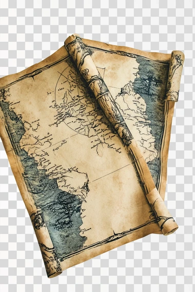 aged parchment paper, white background