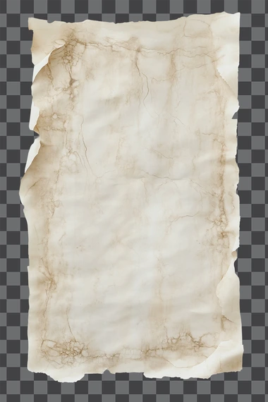 aged parchment paper, white background