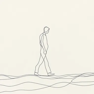 one line art drawing of a person walking