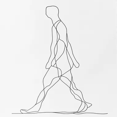 one line art drawing of a person walking
