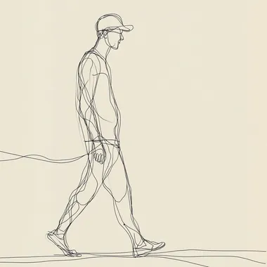 one line art drawing of a person walking