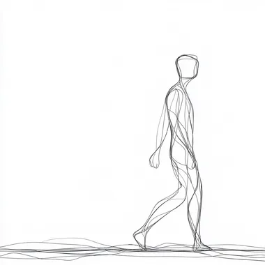 one line art drawing of a person walking