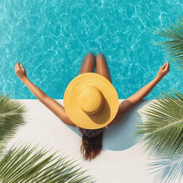 Sunlit Serenity: Woman by the Poolside