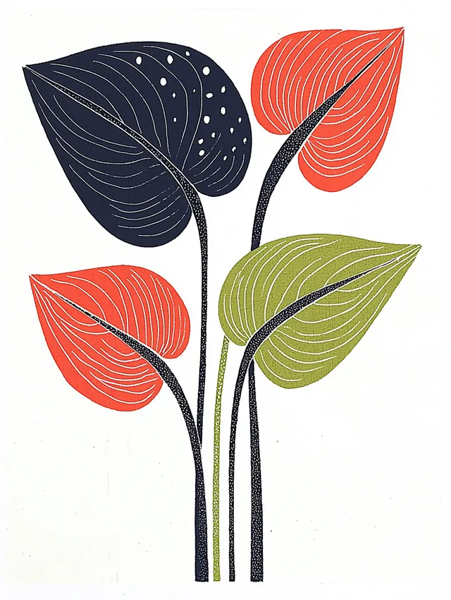 Neon-blue anthurium plant illustration for modern home decor.
