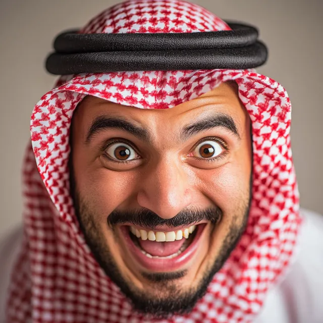 Cheerful Mischief: A Playful Portrait of a Saudi Man