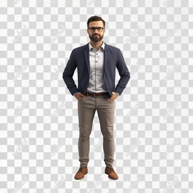 3D marketing employee, startup look,smart casual outfit, creative, full nody, hyper reaistic, placed in a white studio background