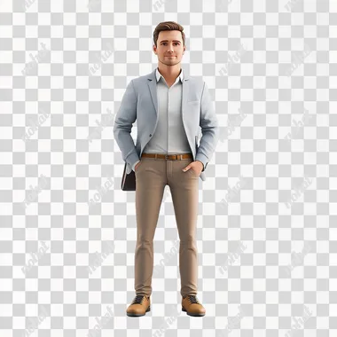 3D marketing employee, startup look,smart casual outfit, creative, full nody, hyper reaistic, placed in a white studio background