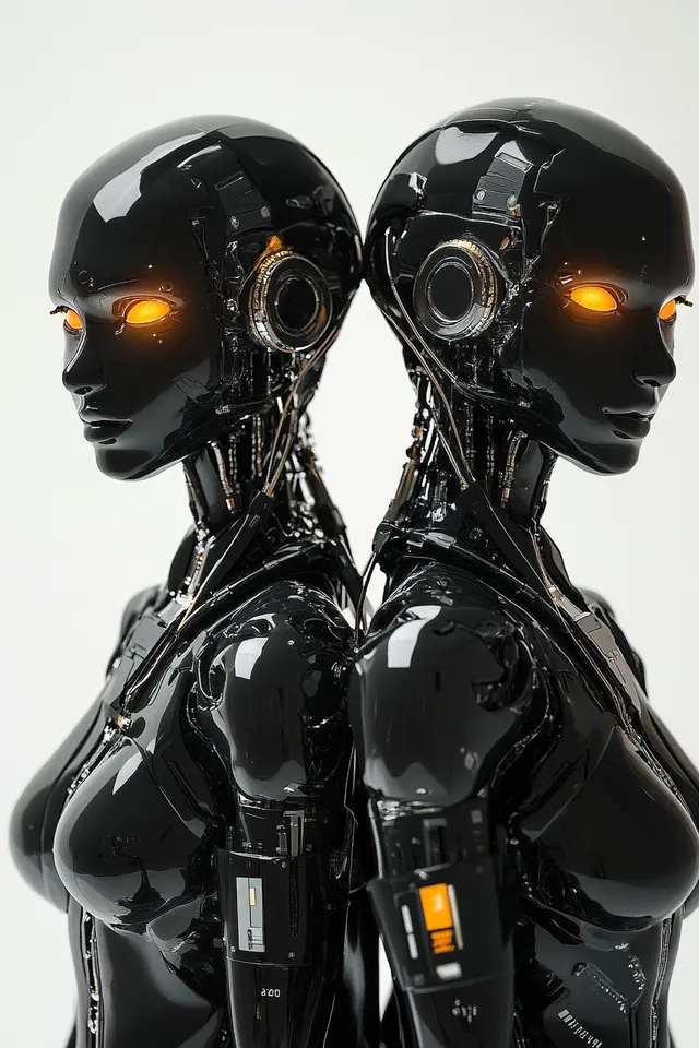 Ethereal Elegance: Robotic Humanoids with Glowing Eyes