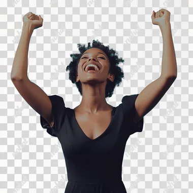 a woman on a transparent backdrop cheering with excitement. 4k, canon 5dmk3, documentary