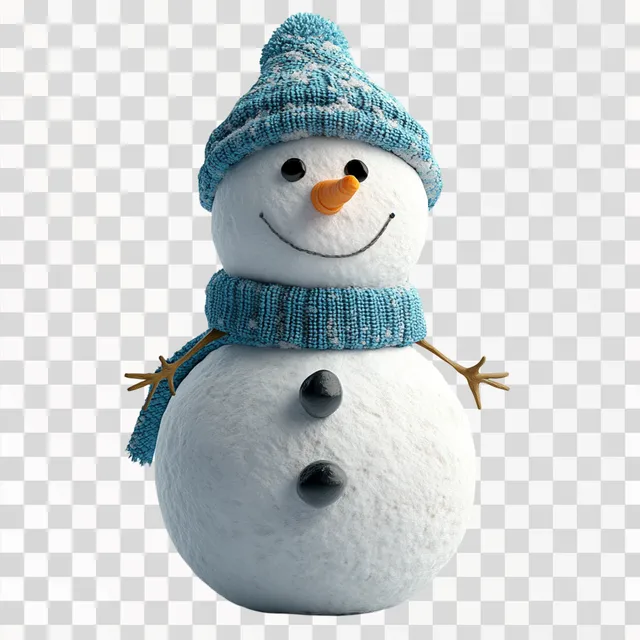 Charming 3D Pixar-Inspired Snowman Against White Background
