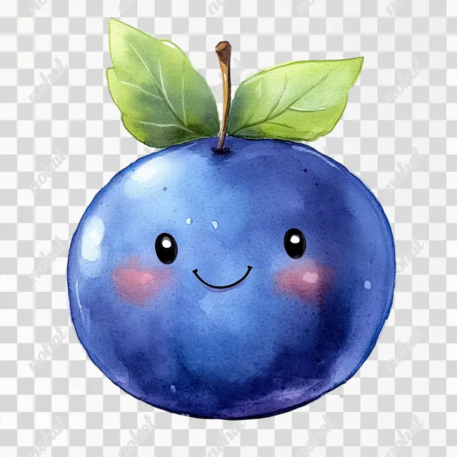 Adorable Blueberry Character Watercolor Clipart for Fun Designs