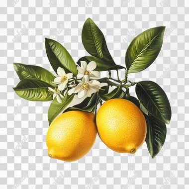 lemon on white background, in realistic style