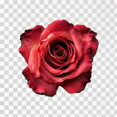 Top view, a rose flower, white background, clean composition