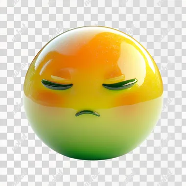 23w 3d sick , yellow to green gradient emoji, shiny on white background --s 250