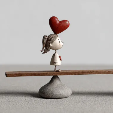 one heart and one head resting on a balance   qdsdylr