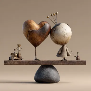 one heart and one head resting on a balance   qdsdylr