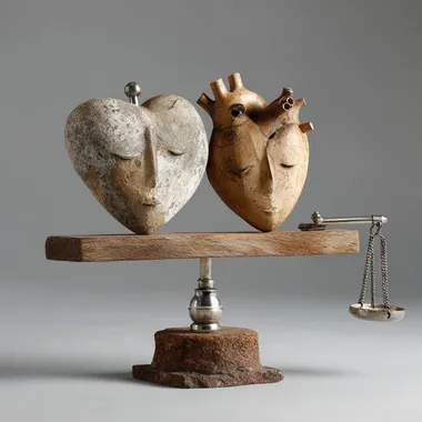 one heart and one head resting on a balance   qdsdylr