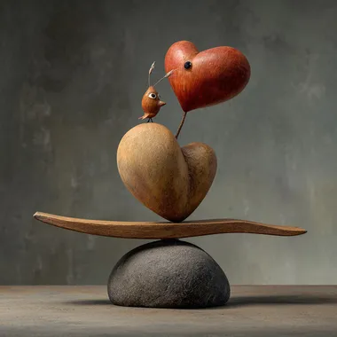 one heart and one head resting on a balance   qdsdylr
