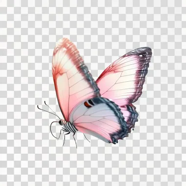 side view, A small pink butterfly flying, white background, Natural realistic painting style, 8k, high resolution
