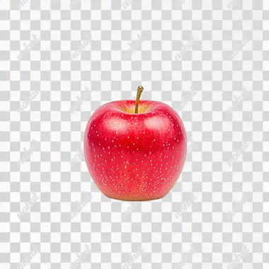 Single vibrant red apple, perfectly round, with detailed texture on a pure white backdrop, ideal for food product advertising., ,ultra hd,  splash, dust --s 200  ru9v5s6