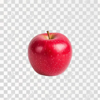 Single vibrant red apple, perfectly round, with detailed texture on a pure white backdrop, ideal for food product advertising., ,ultra hd,  splash, dust --s 200  ru9v5s6