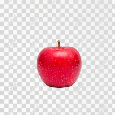 Single vibrant red apple, perfectly round, with detailed texture on a pure white backdrop, ideal for food product advertising., ,ultra hd,  splash, dust --s 200  ru9v5s6