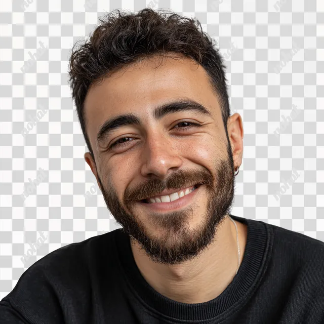 PNG Handsome Turkish Man Portrait with Bright Smile