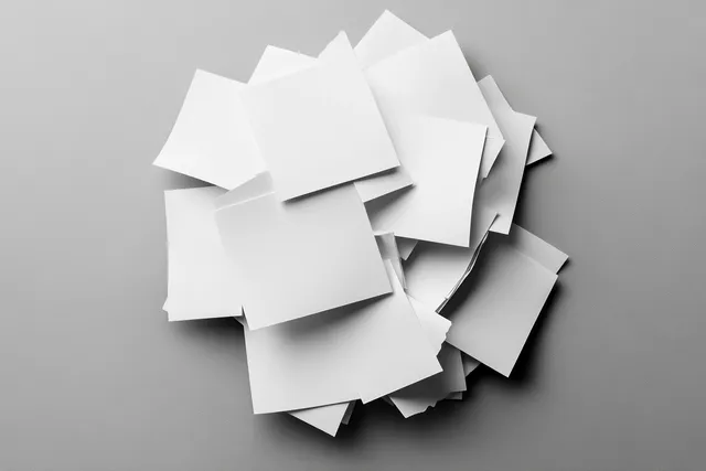 Bundle of blank sticky note papers on a gray surface for home office use