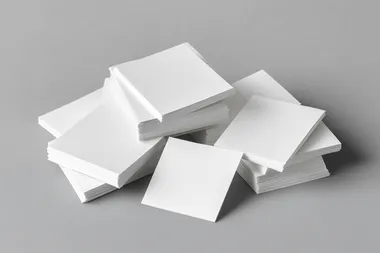 bundle of pieces of blank sticky note paper isolated on grey background , high quality photo,