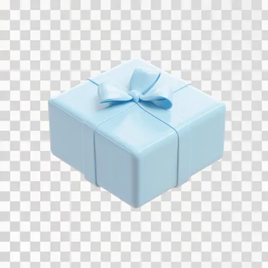 SQUARE PRESENT WRAPPED WITH LIGHT BLUE COLOR PACKAGE , floating on a white background, in an isometric design style, with cute, cartoonish designs, a 3D icon clay render, created in Blender.
