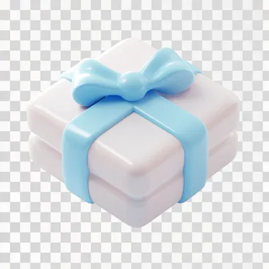 SQUARE PRESENT WRAPPED WITH LIGHT BLUE COLOR PACKAGE , floating on a white background, in an isometric design style, with cute, cartoonish designs, a 3D icon clay render, created in Blender.