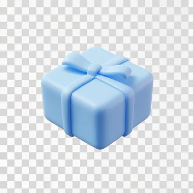 SQUARE PRESENT WRAPPED WITH LIGHT BLUE COLOR PACKAGE , floating on a white background, in an isometric design style, with cute, cartoonish designs, a 3D icon clay render, created in Blender.