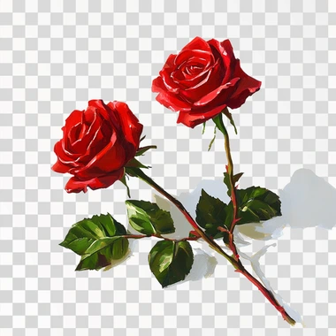 front view of two red roses on a flat surface, surface is white, background is white, children's picture book illustration, no shadows, white background, make the size of the roses smaller when compared to background