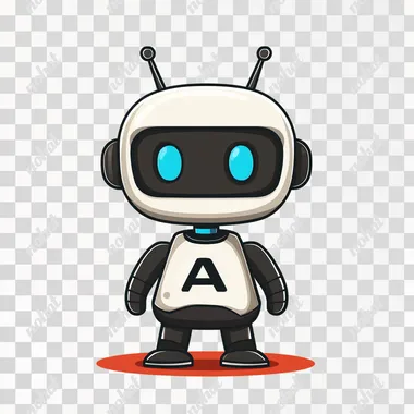AI robot, logo design, adorable, friendly, AI lettering, front view, simple background, main focus, technology style
