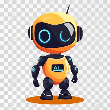 AI robot, logo design, adorable, friendly, AI lettering, front view, simple background, main focus, technology style