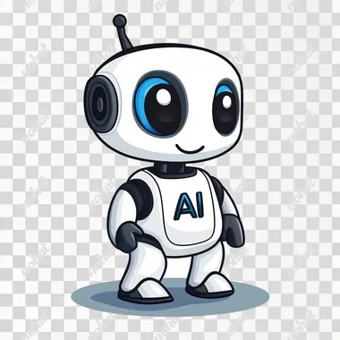 AI robot, logo design, adorable, friendly, AI lettering, front view, simple background, main focus, technology style