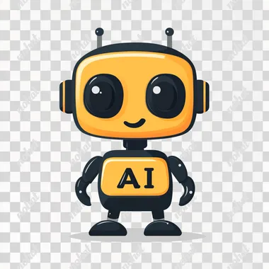 AI robot, logo design, adorable, friendly, AI lettering, front view, simple background, main focus, technology style