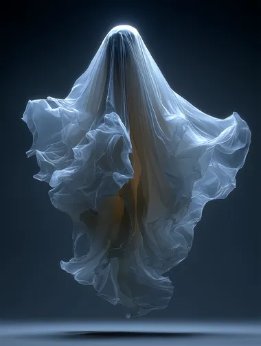 A photograph of a white fabric suspended in mid-air, with the wind swirling around it, creating an ethereal and dreamy effect. Highly detailed, ultra-realistic photography in the style of [Artist name].  --s 750