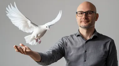 Potrait of flying white dove, cut out ,isolate on white background