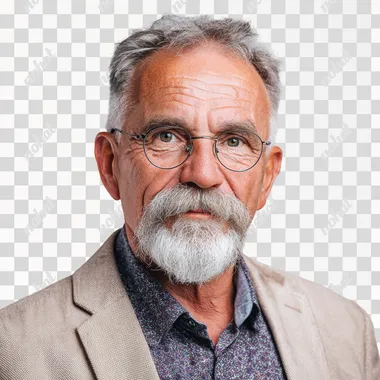 A headshot in a studio setting with a light neutral background of a white businessman age 55-year-old facing square to camera  --raw