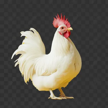 A white haired chicken solid color background4k