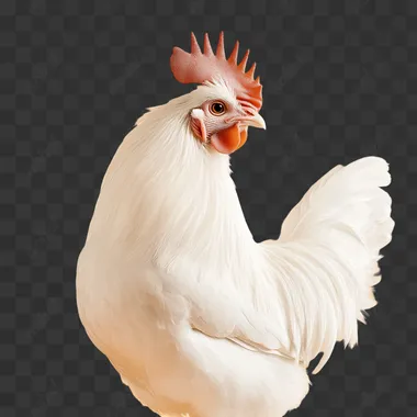A white haired chicken solid color background4k