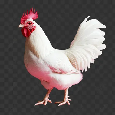 A white haired chicken solid color background4k